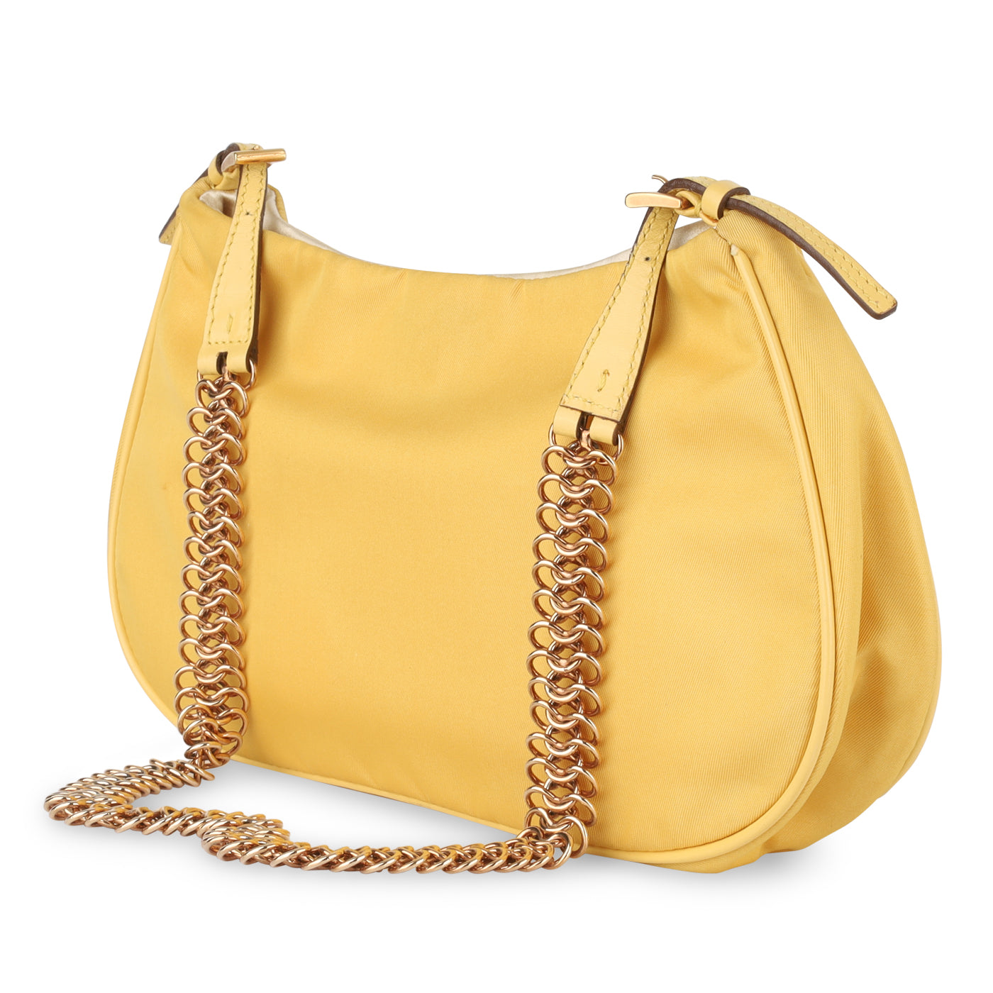 Prada Tessuto Shoulder Bag Nylon Bag Yellow Ghw