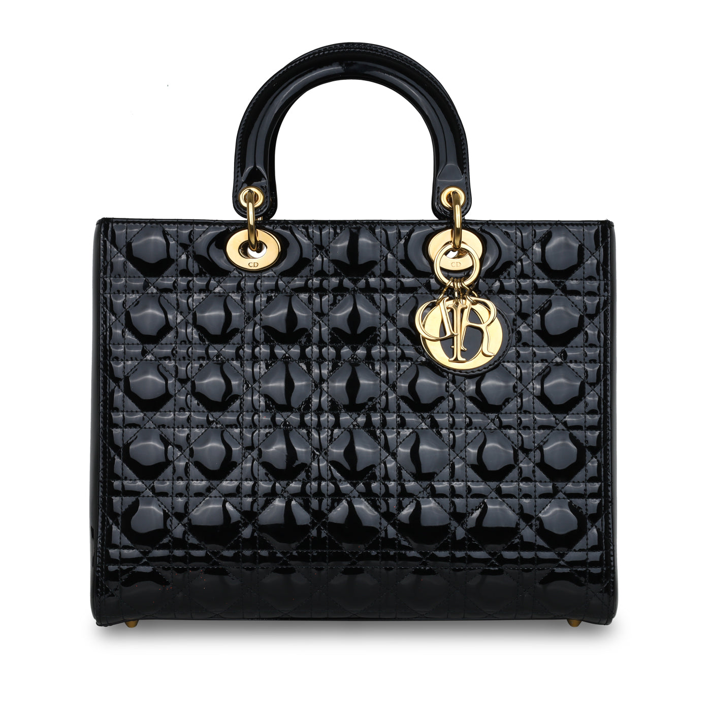 Dior Christian Lady Shoulder Bag Patent Large Dior Black Large