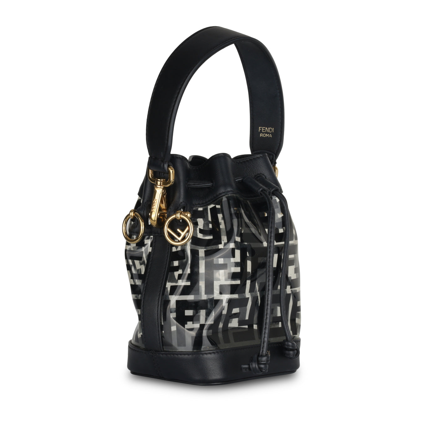 Fendi Mon Tresor Bag Mini Bucket Shoulder Bag Bag Black Pvc