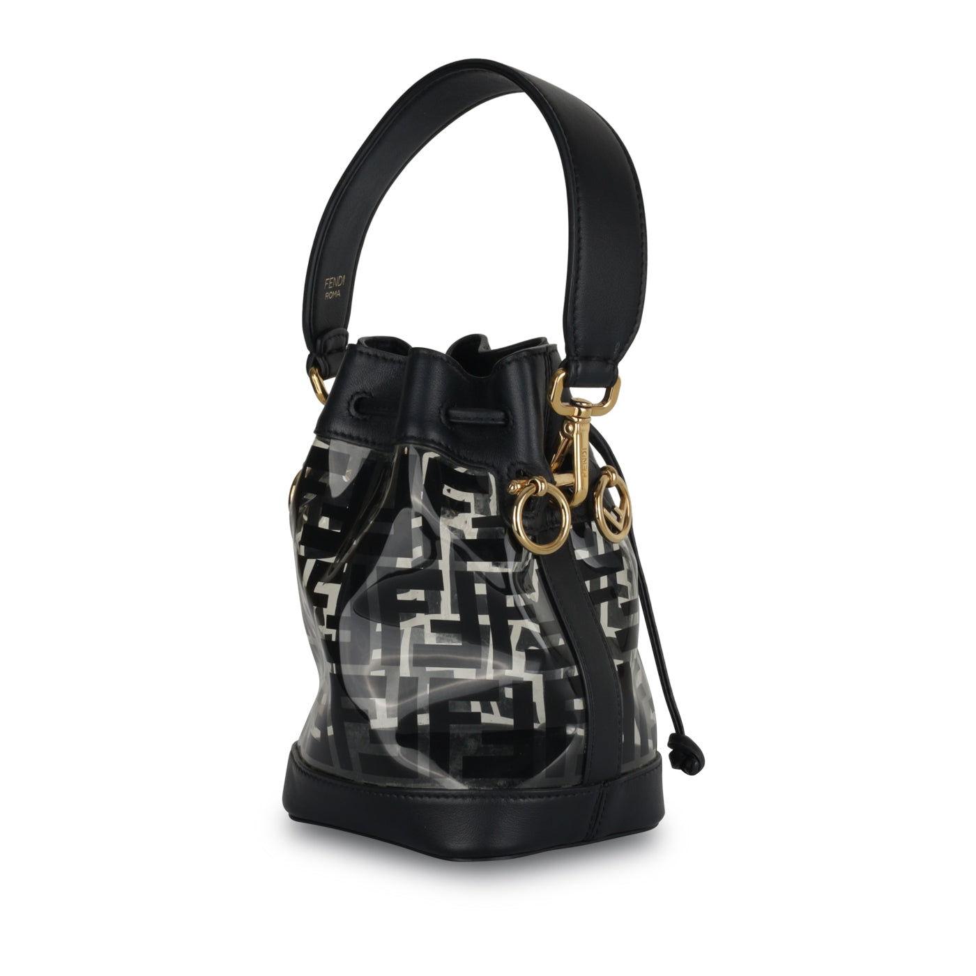 Fendi Mon Tresor Bag Mini Bucket Shoulder Bag Bag Black Pvc