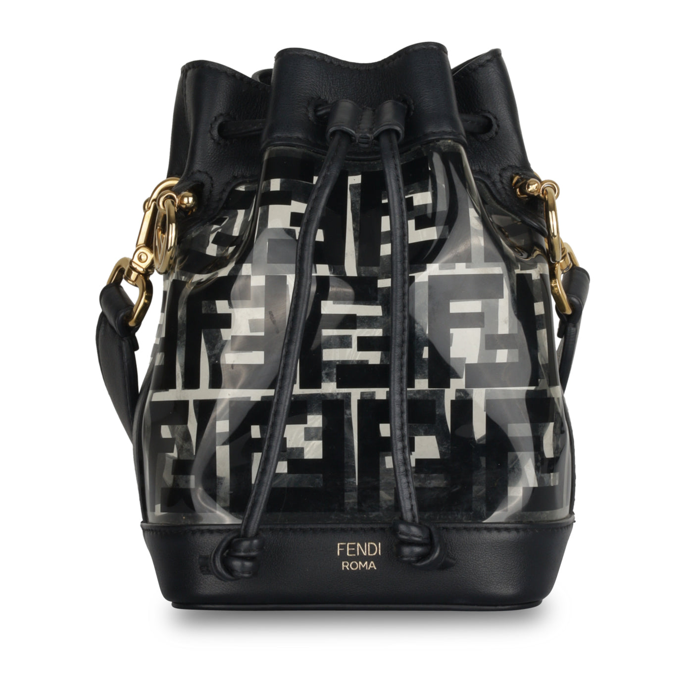 Fendi Mon Tresor Bag Mini Bucket Shoulder Bag Bag Black Pvc