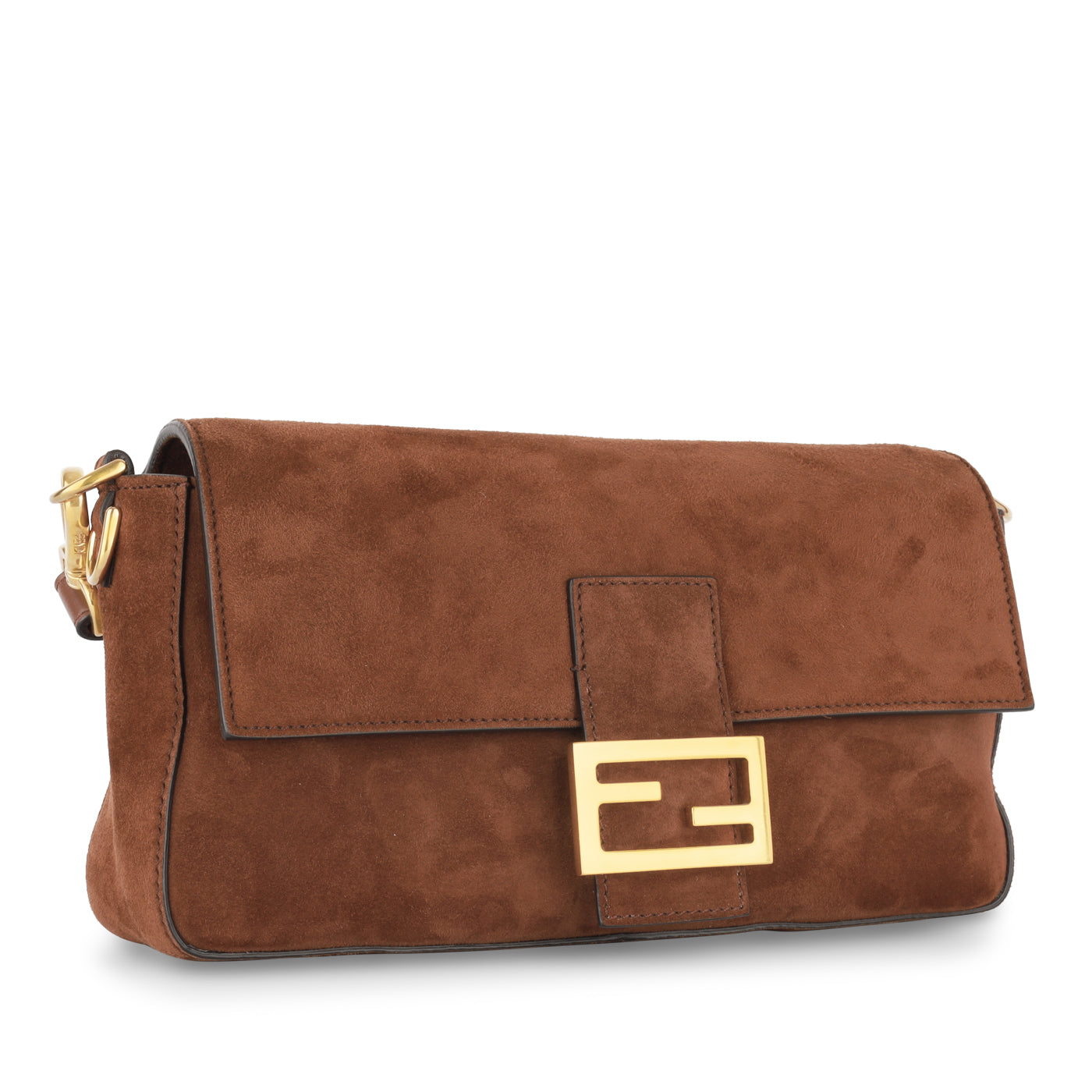 Fendi Baguette Bag Medium Shoulder Bag Brown Suede Ghw