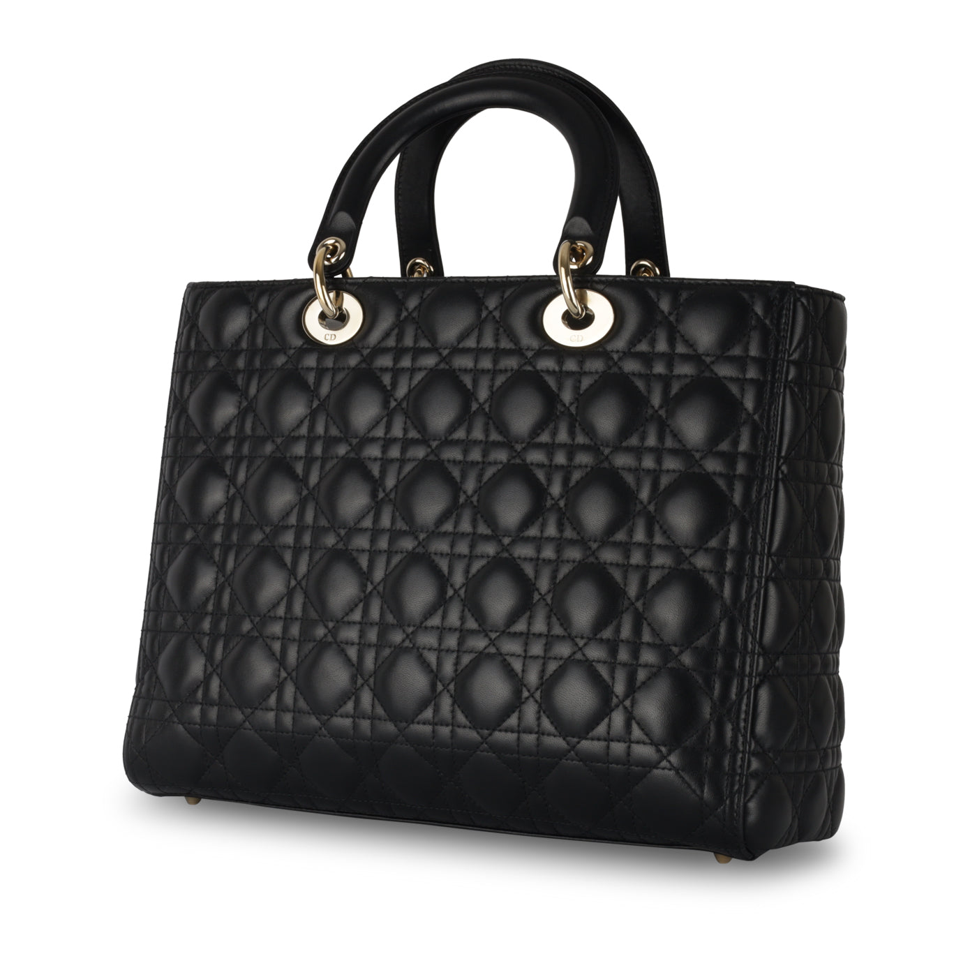 Dior Christian Lady Shoulder Bag Large Black Lambskin Cghw