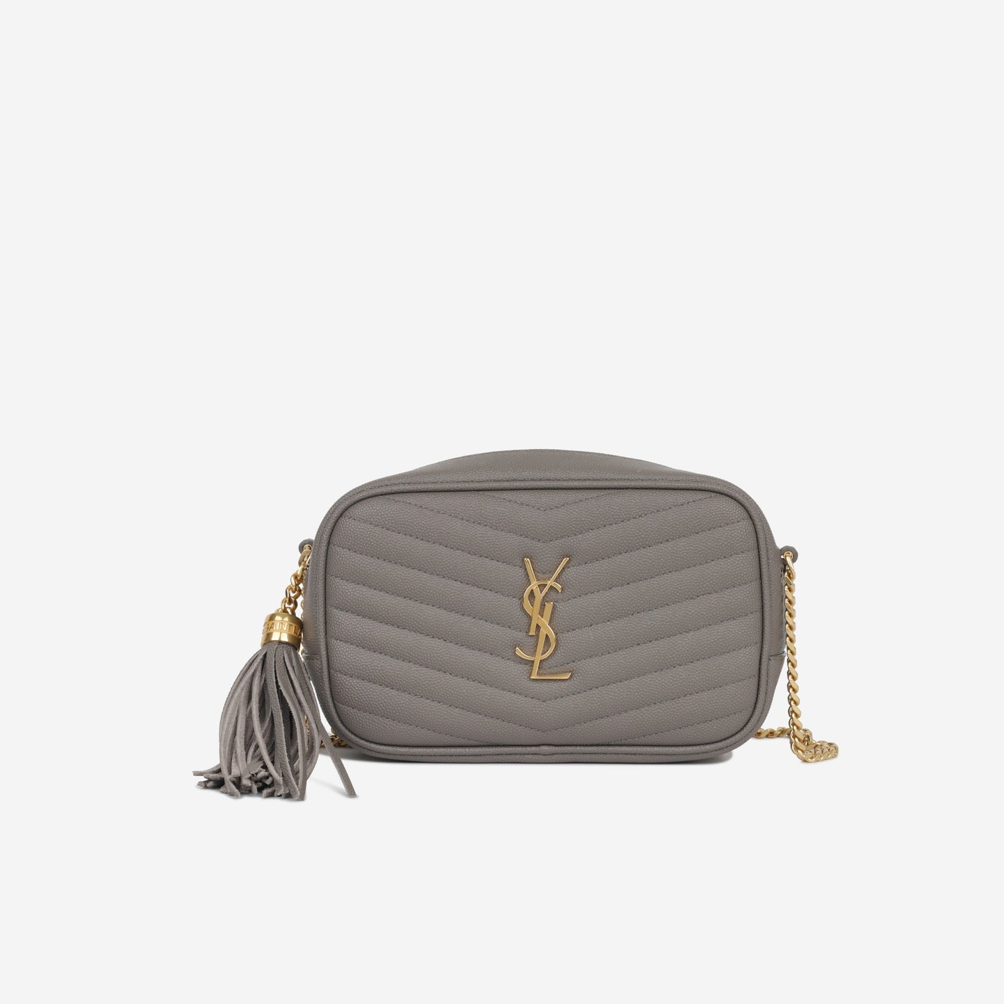 YSL Saint Laurent Lou Camera Bag Mini Crossbody Bag Grey Grained Ghw