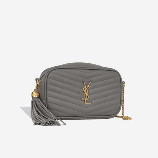 YSL Saint Laurent Lou Camera Bag Mini Crossbody Bag Grey Grained Ghw