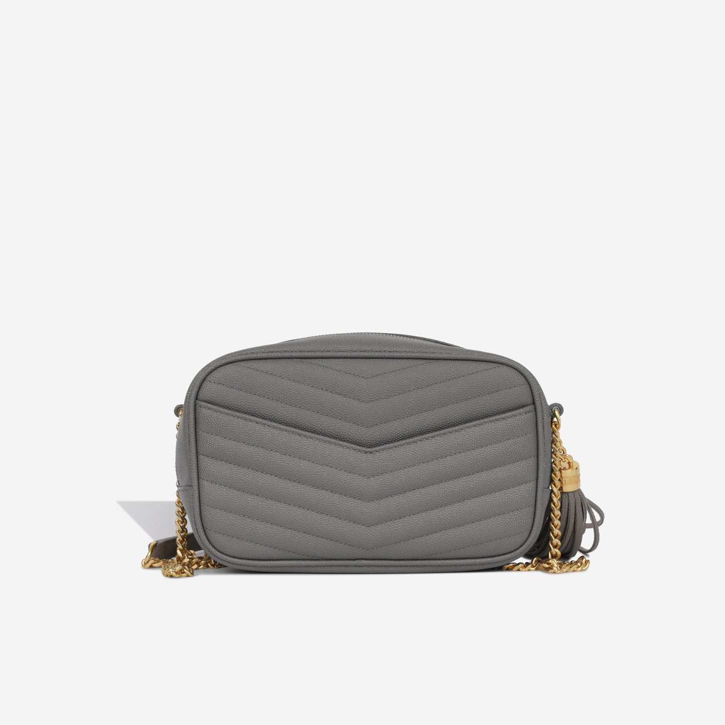 YSL Saint Laurent Lou Camera Bag Mini Crossbody Bag Grey Grained Ghw