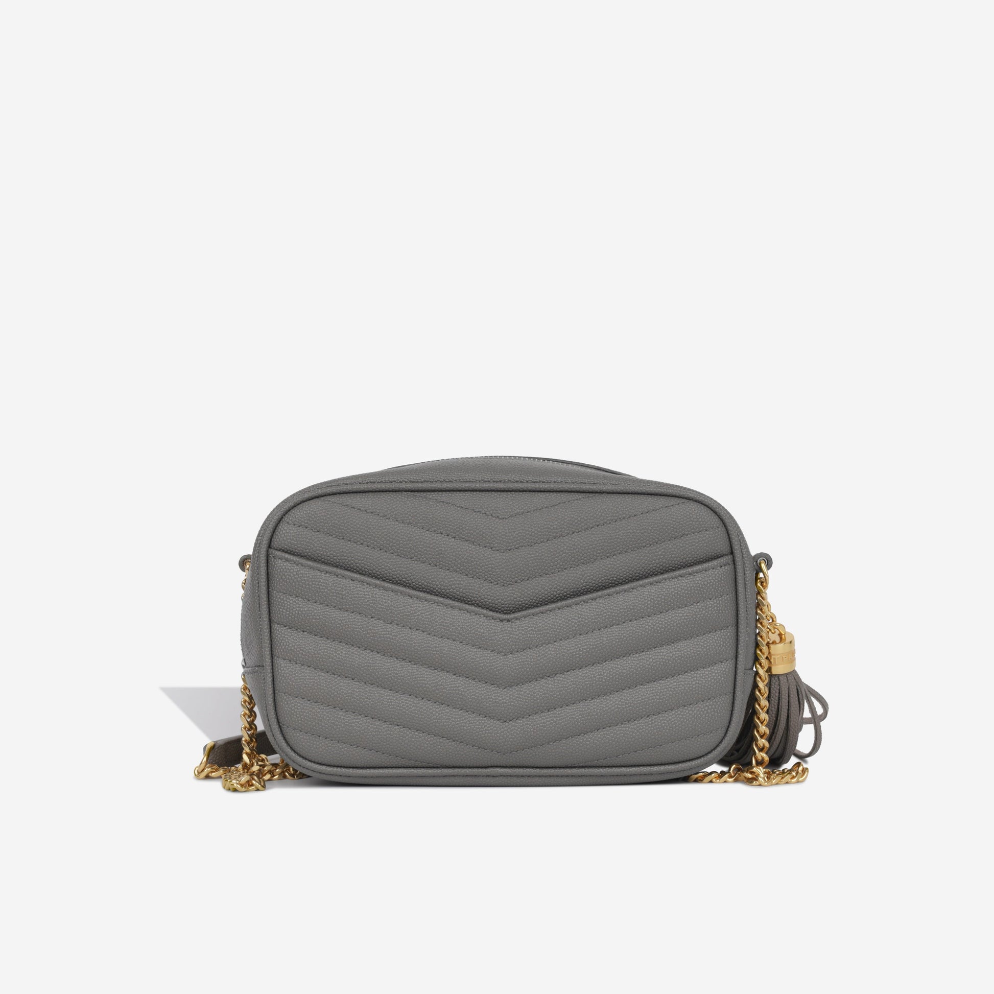 YSL Saint Laurent Lou Camera Bag Mini Crossbody Bag Grey Grained Ghw
