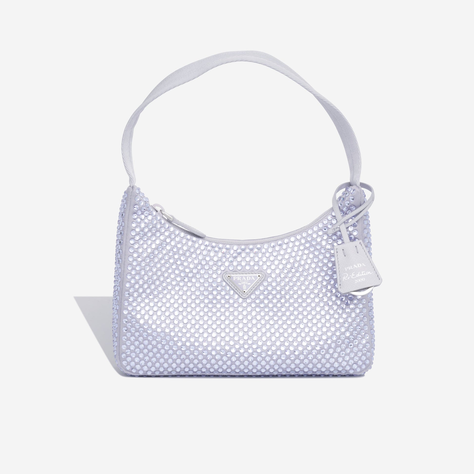 Prada Bag With Crystals Satin Mini Shoulder Bag Purple Shw Pastel
