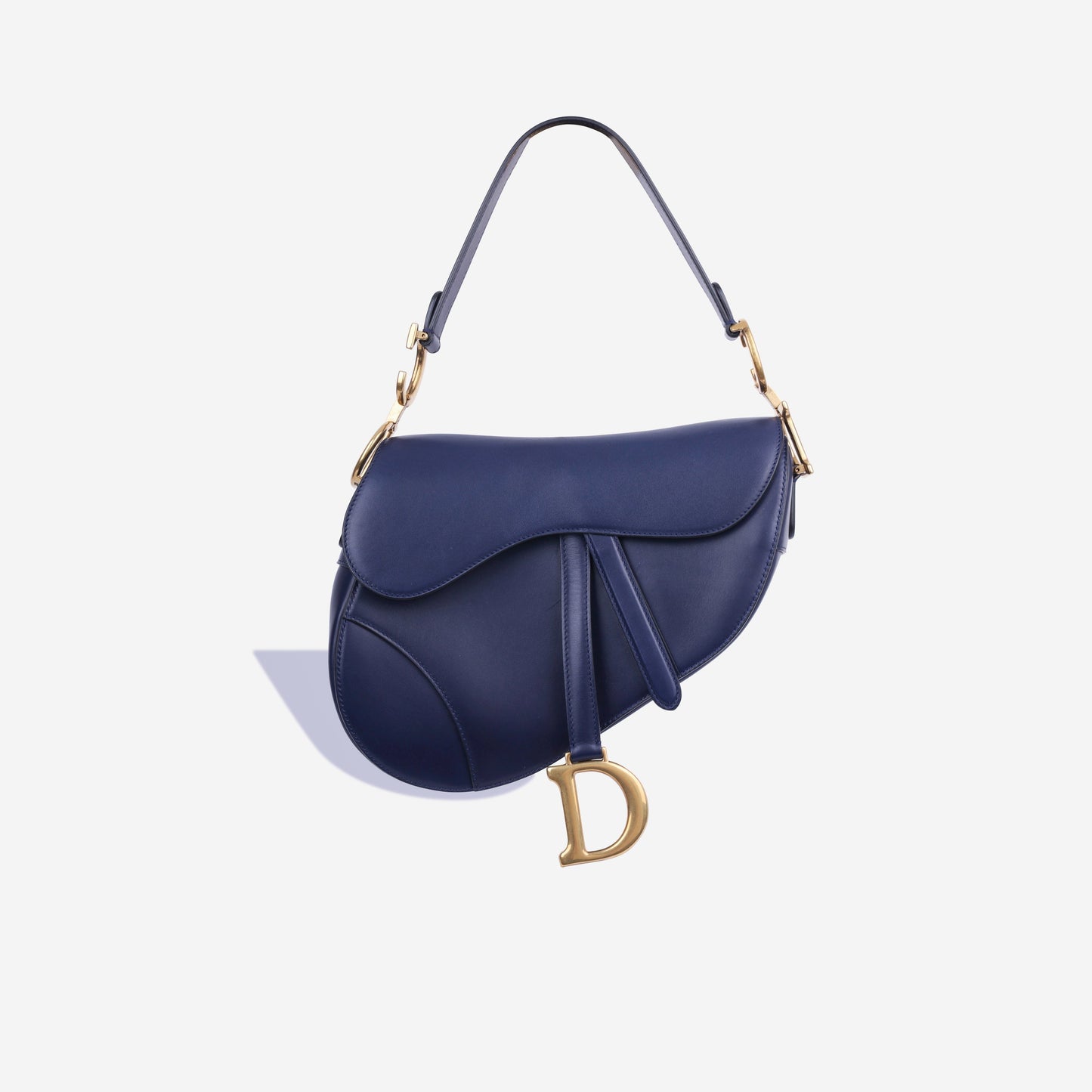 Dior Christian Saddle Bag Medium Shoulder Bag Navy Calfskin Ghw