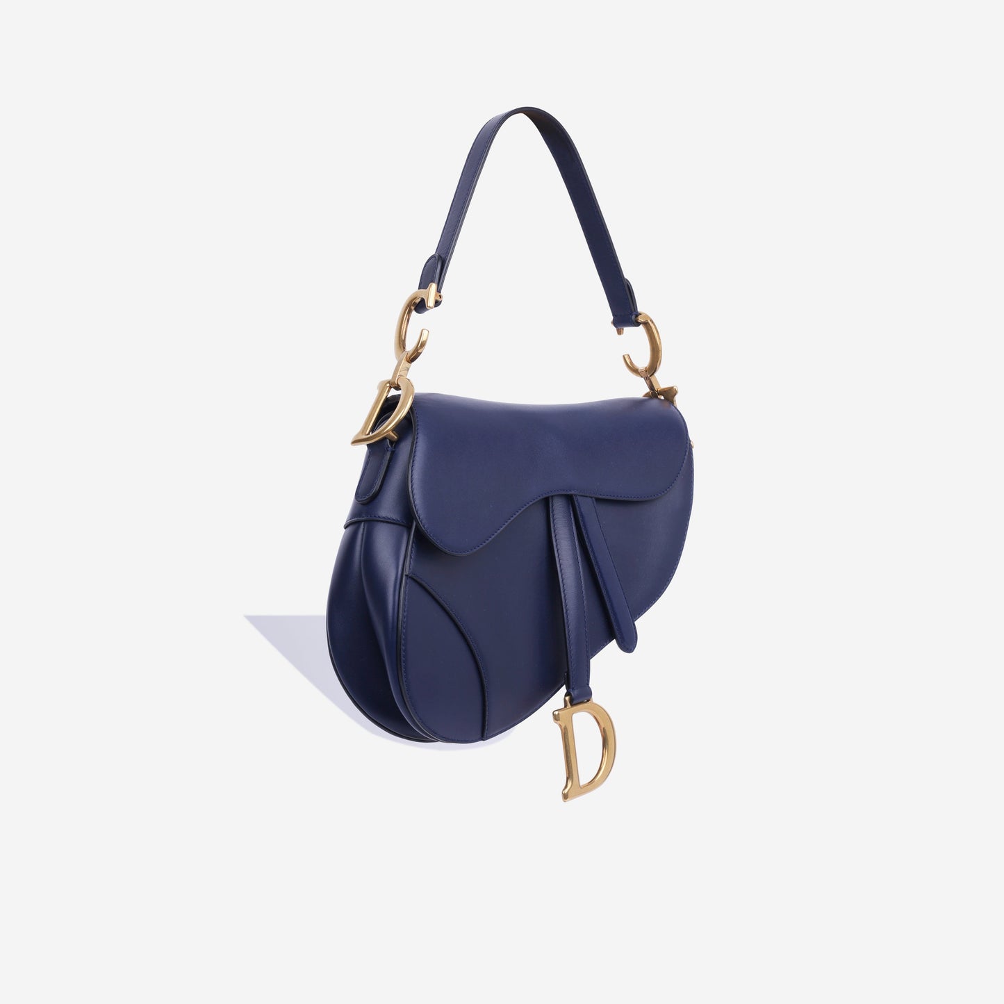 Dior Christian Saddle Bag Medium Shoulder Bag Navy Calfskin Ghw