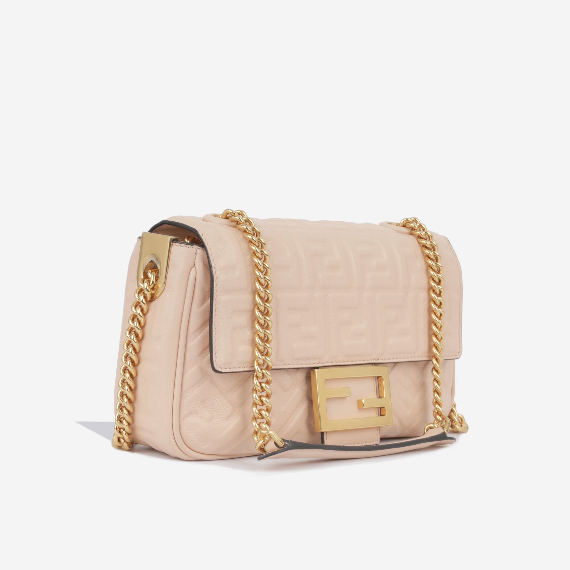 Fendi Baguette Midi Bag Chain Shoulder Bag Pink Nappa Ghw
