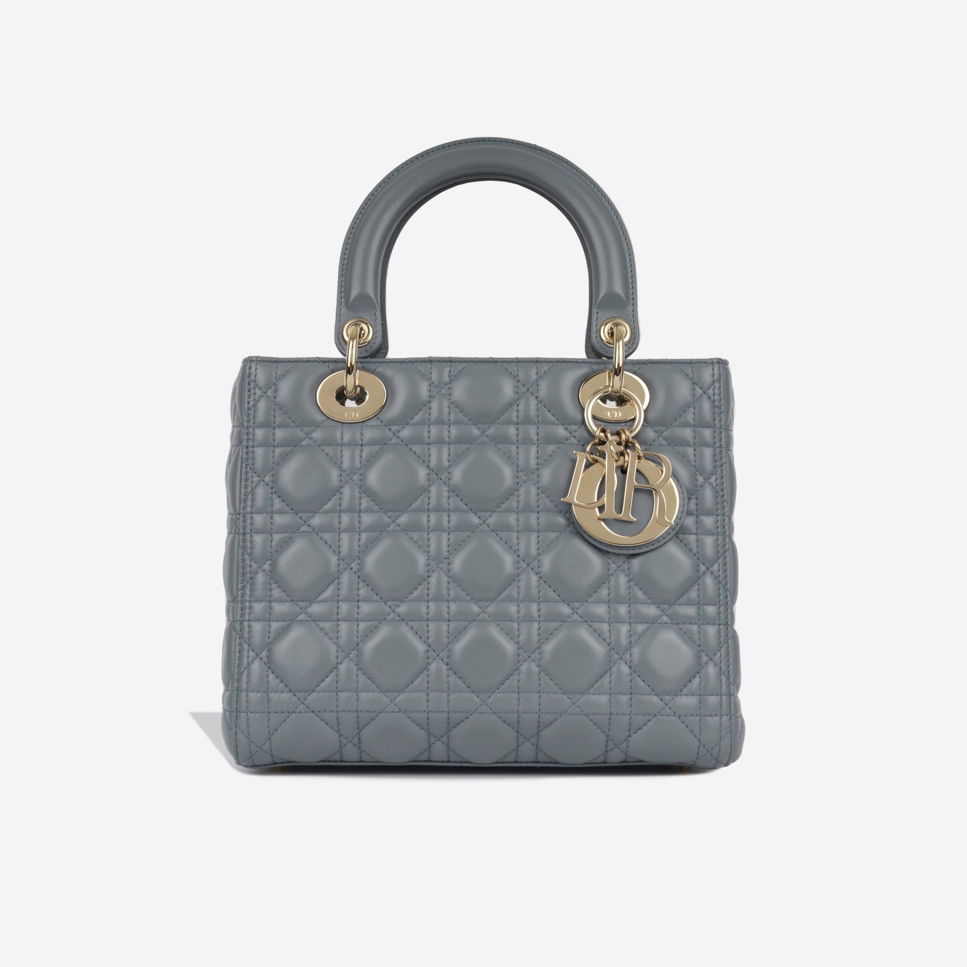 Dior Christian Lady Tote Bag Medium Cghw Champagne Gold