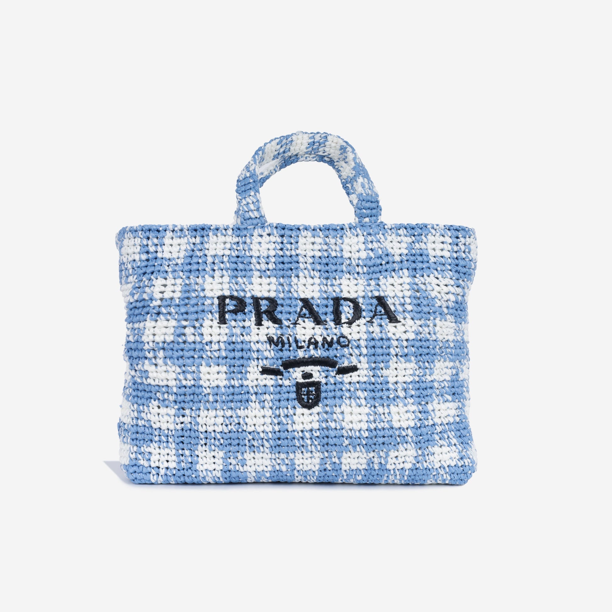 Prada Check Crochet Tote Bag Large Crossbody Bag