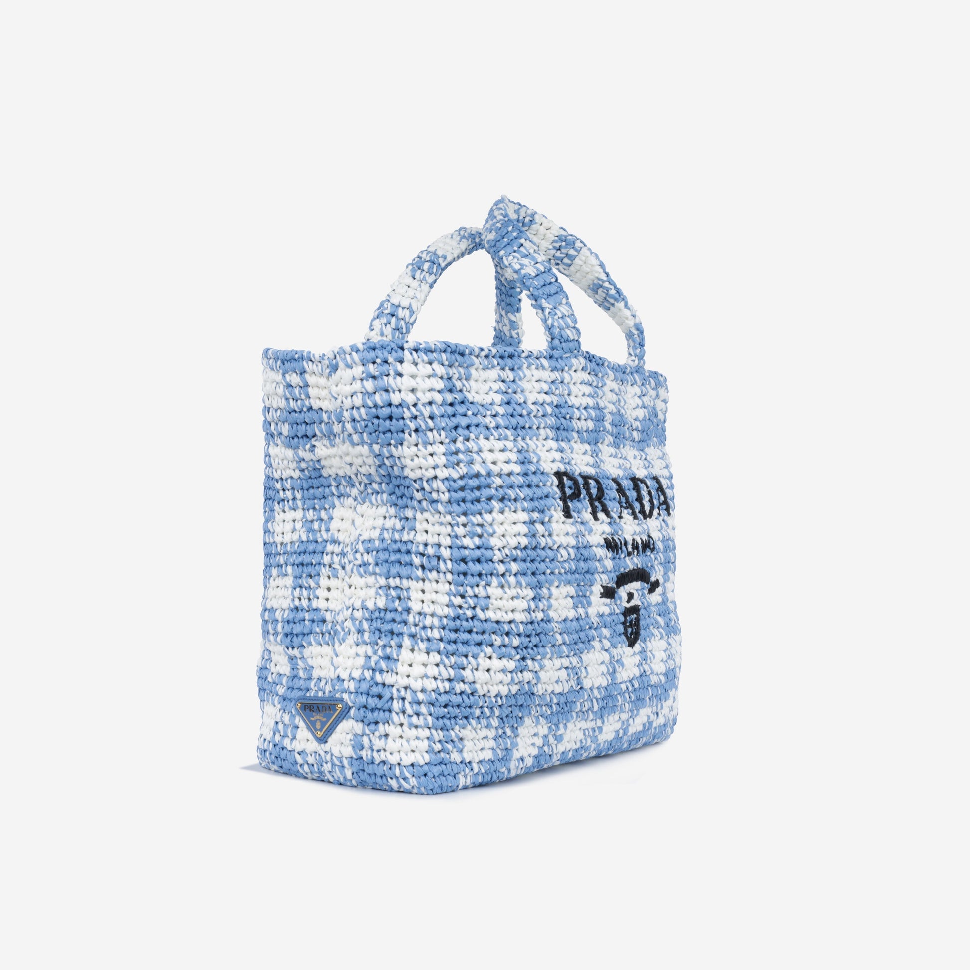 Prada Check Crochet Tote Bag Large Crossbody Bag