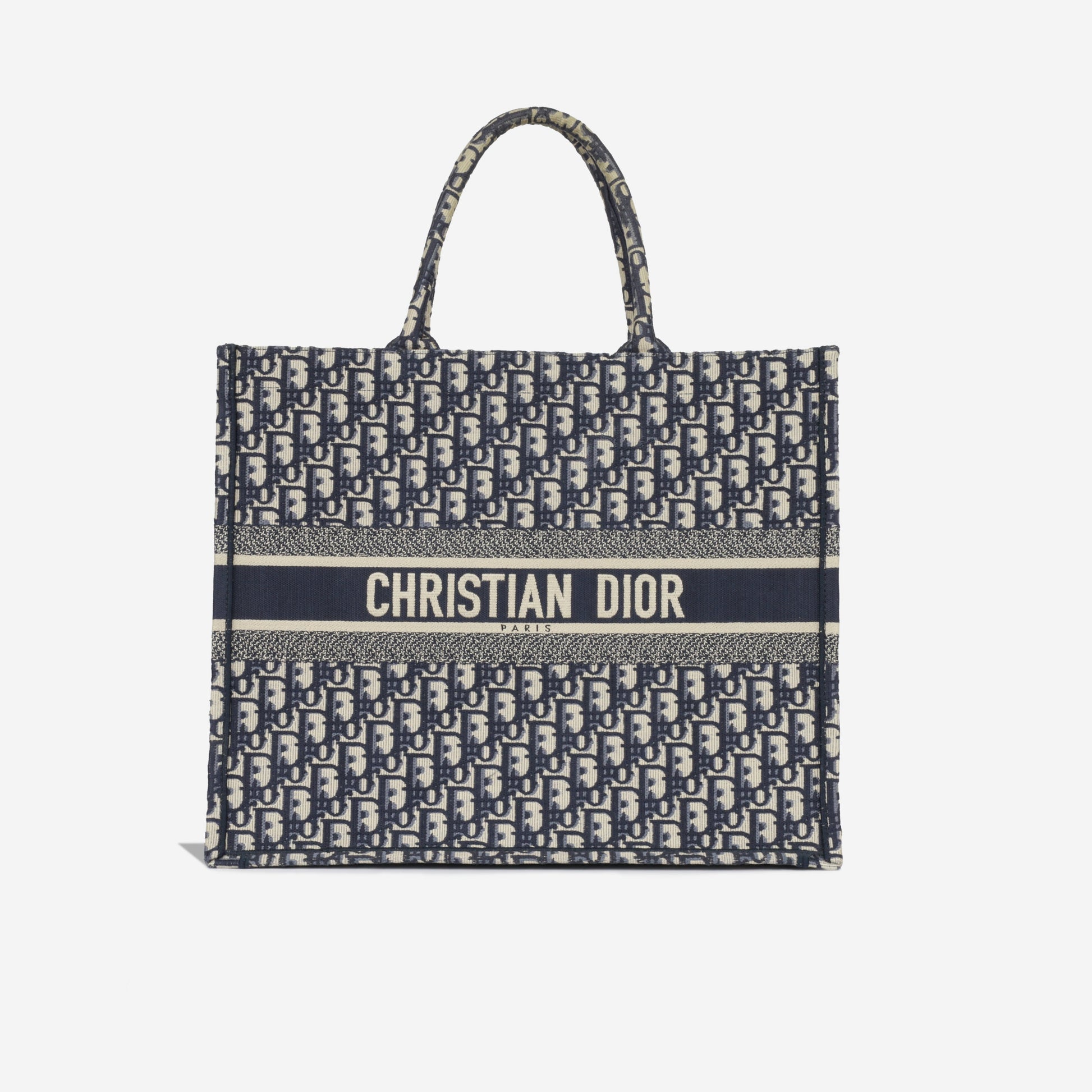 Dior Christian Book Tote Large Tote Bag Canvas Navy Excellent