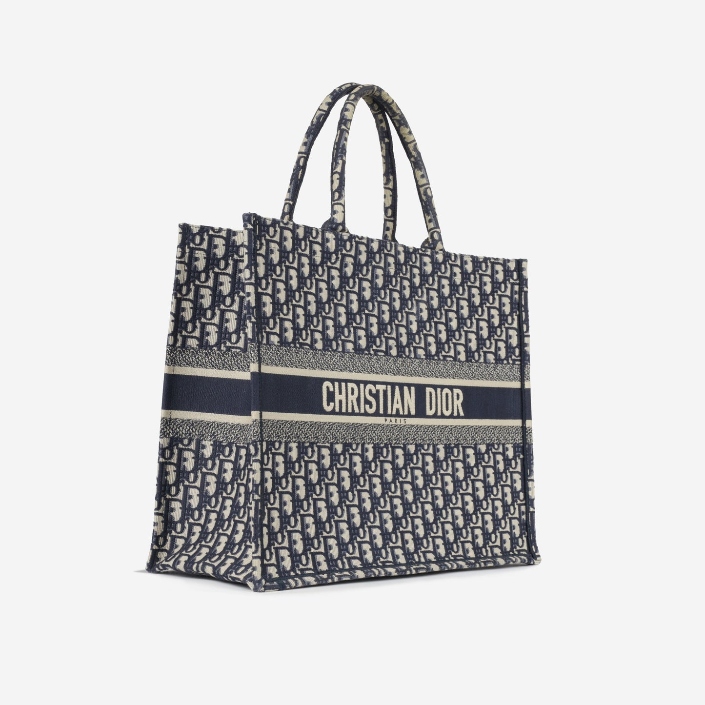 Dior Christian Book Tote Large Tote Bag Canvas Navy Excellent