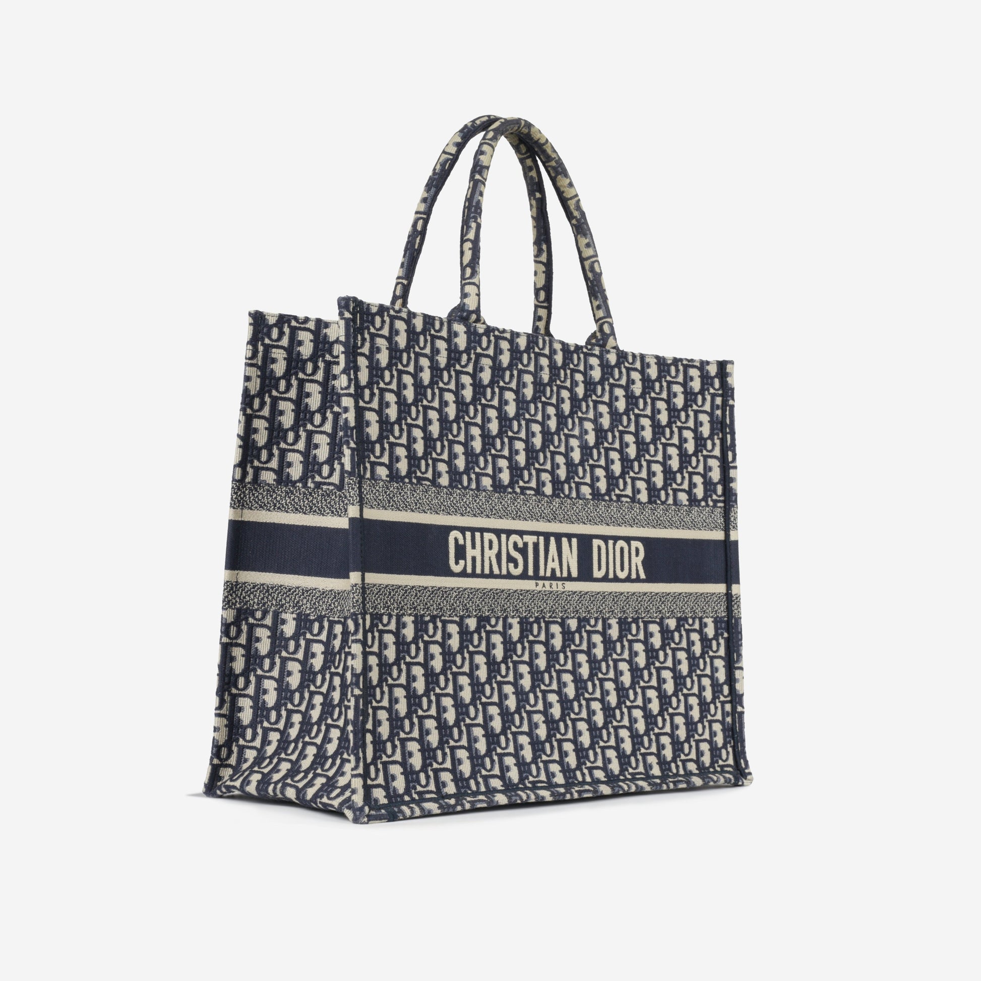 Dior Christian Book Tote Large Tote Bag Canvas Navy Excellent