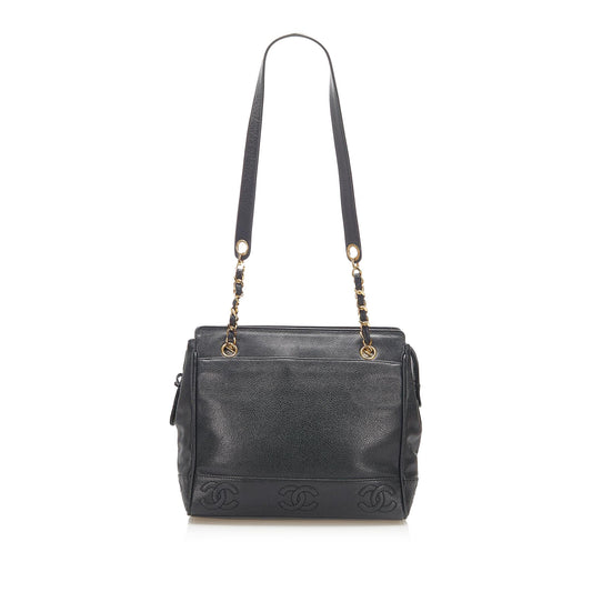 Chanel Triple Coco Caviar Shoulder Bag Leather Black Crossbody Bag