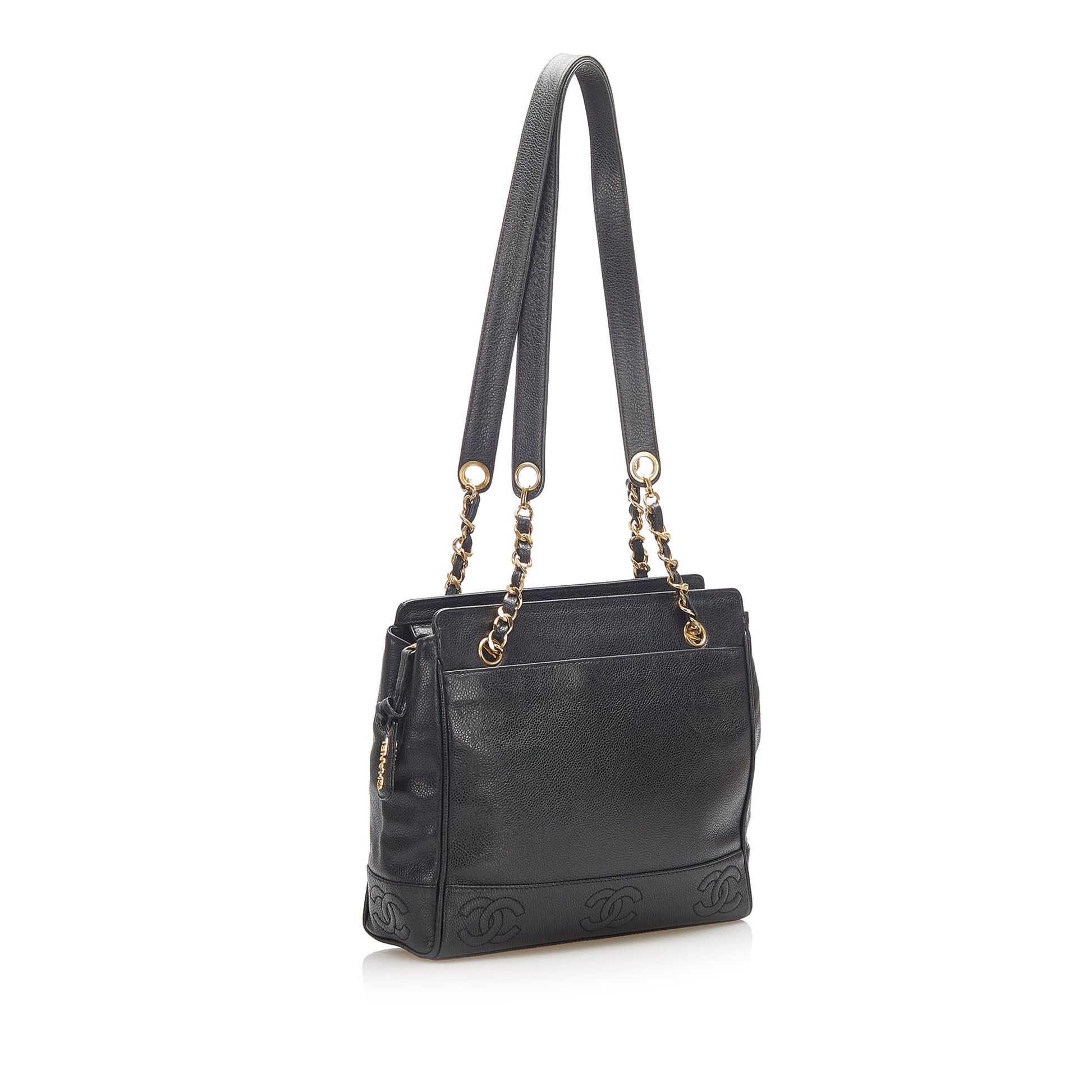 Chanel Triple Coco Caviar Shoulder Bag Leather Black Crossbody Bag