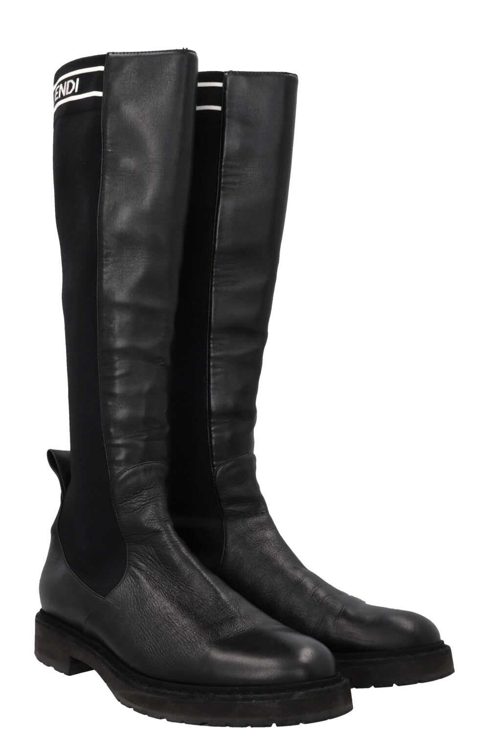 Fendi Sock Knee High Boots Black Logo Shoes