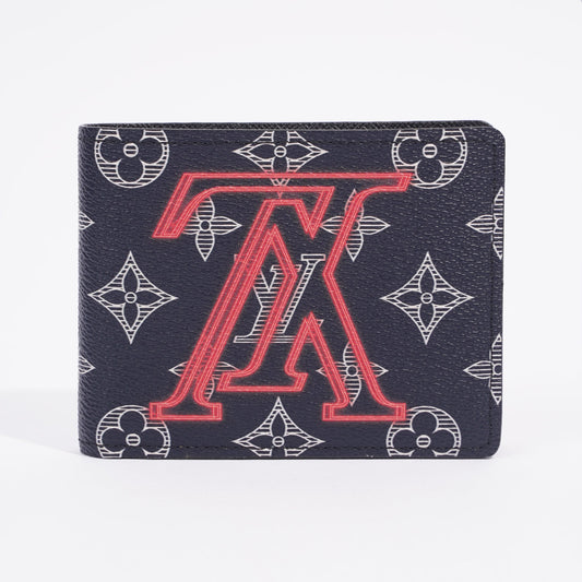 Louis Vuitton Upside Down Pocket Organiser Navy Neon Monogram Red Canvas Coated Canvas Apparel