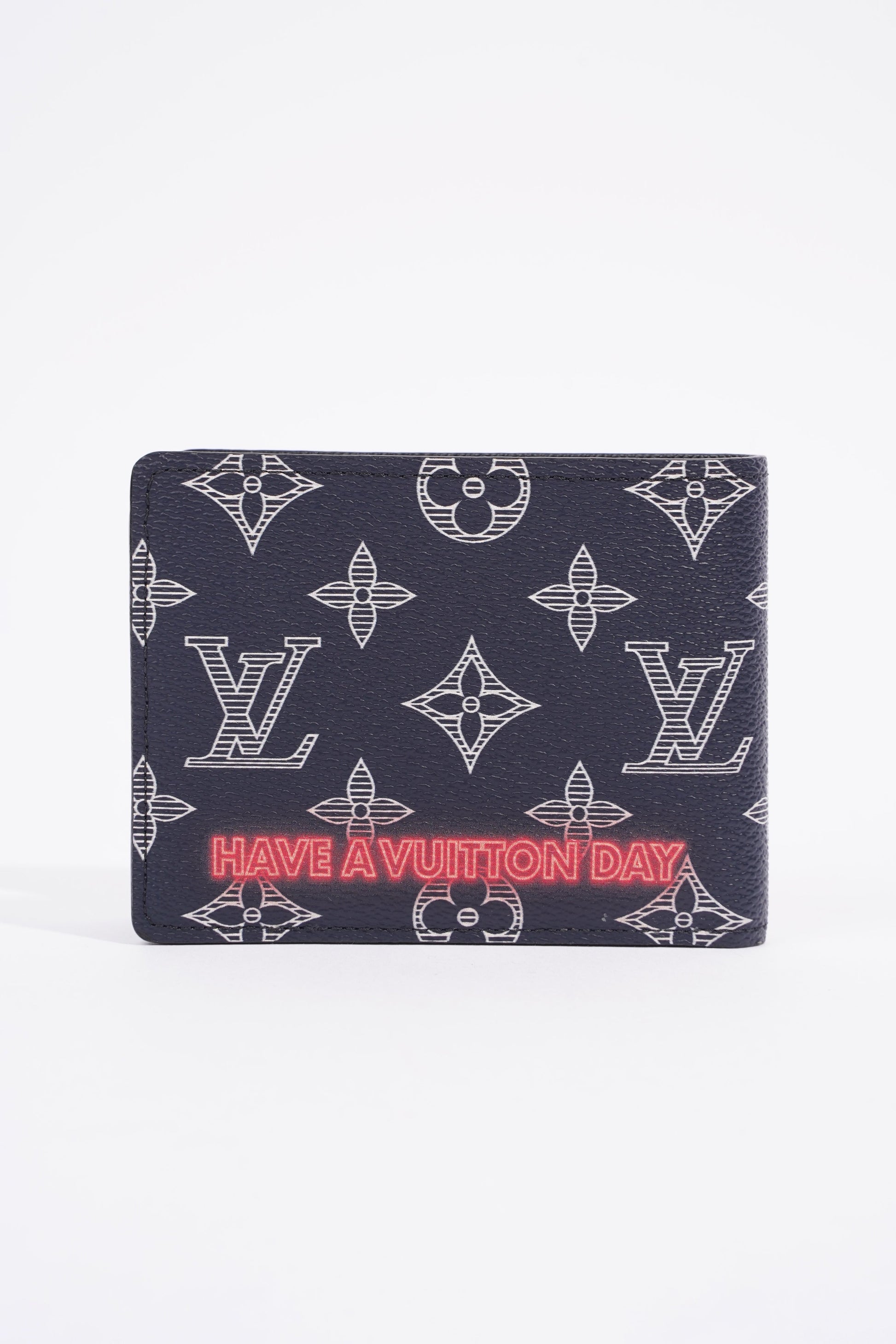 Louis Vuitton Upside Down Pocket Organiser Navy Neon Monogram Red Canvas Coated Canvas Apparel
