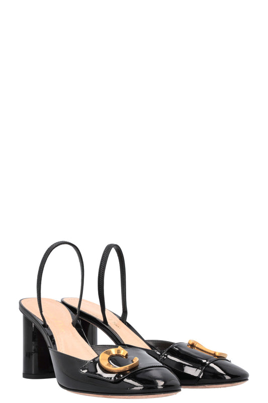Dior Sling Bag C`Est Slingback Patent Black Shoes