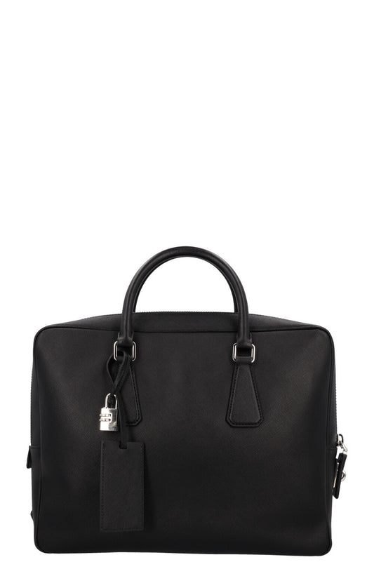 Prada Tote Bag Briefcase Leather Saffiano Black