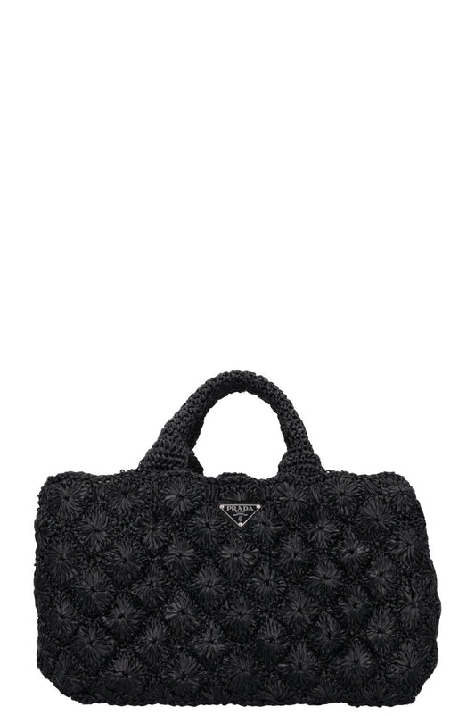 Prada Tote Bag Canapa Crochet Black