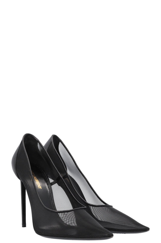 YSL Saint Laurent Heels Mesh Black Shoes