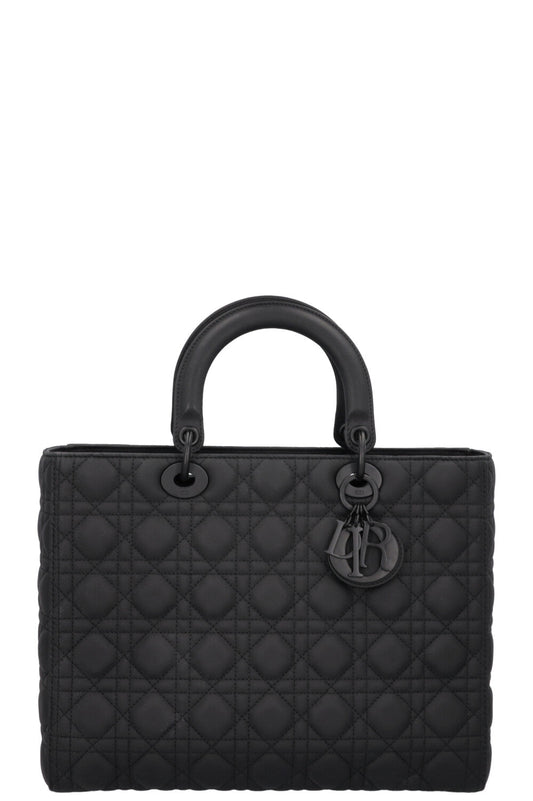 Dior Handbag Lady Bag Black Large