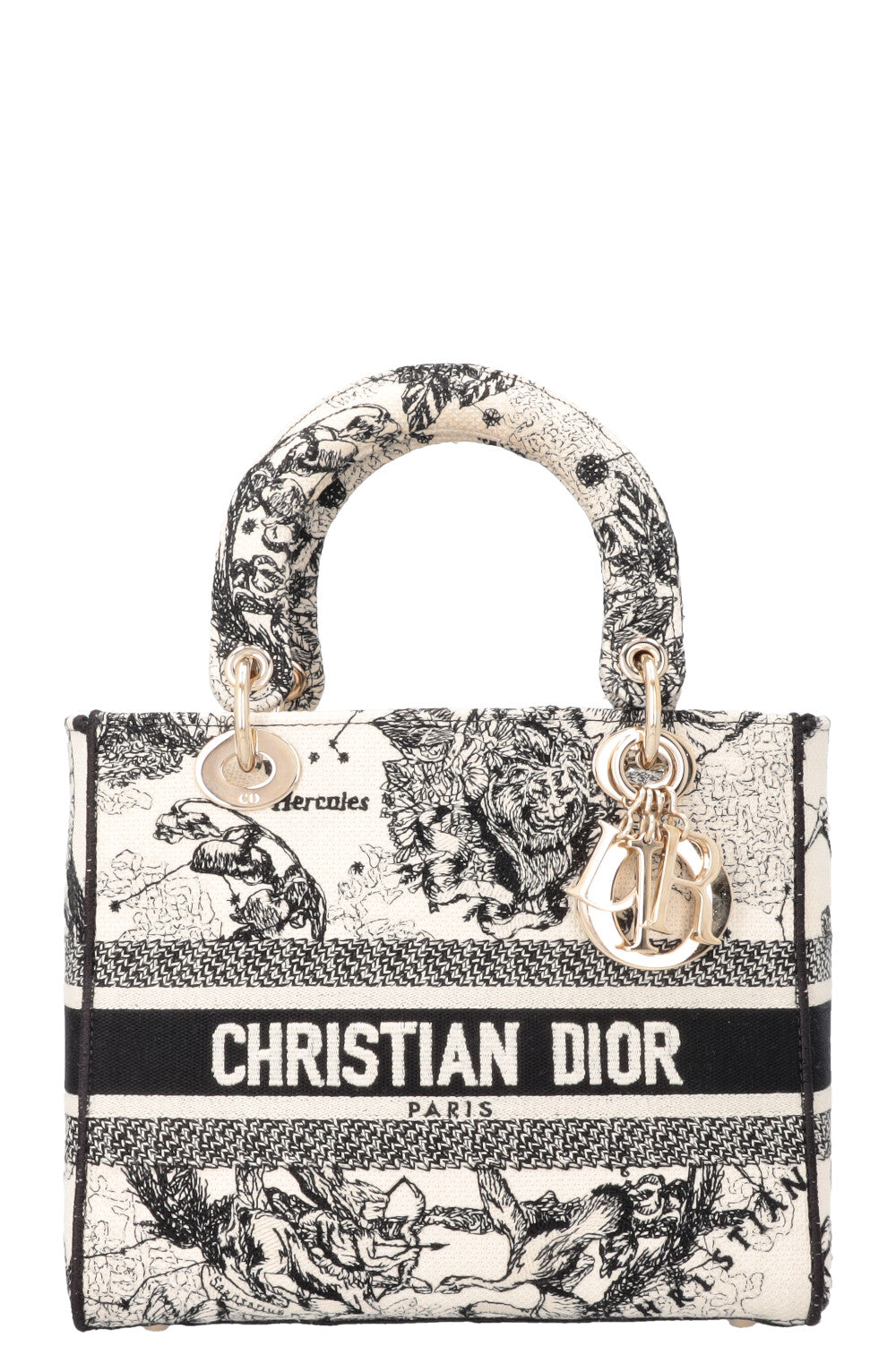 Dior Crossbody Bag Lady D-Lite Hercules Ivory Canvas Black Medium