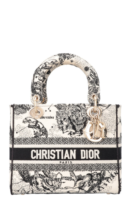 Dior Crossbody Bag Lady D-Lite Hercules Ivory Canvas Black Medium