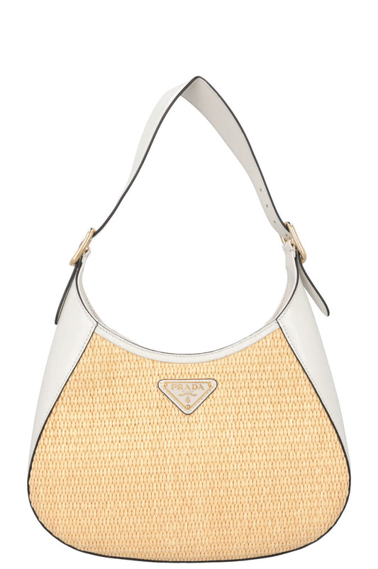 Prada Cleo Raffia White Handbag