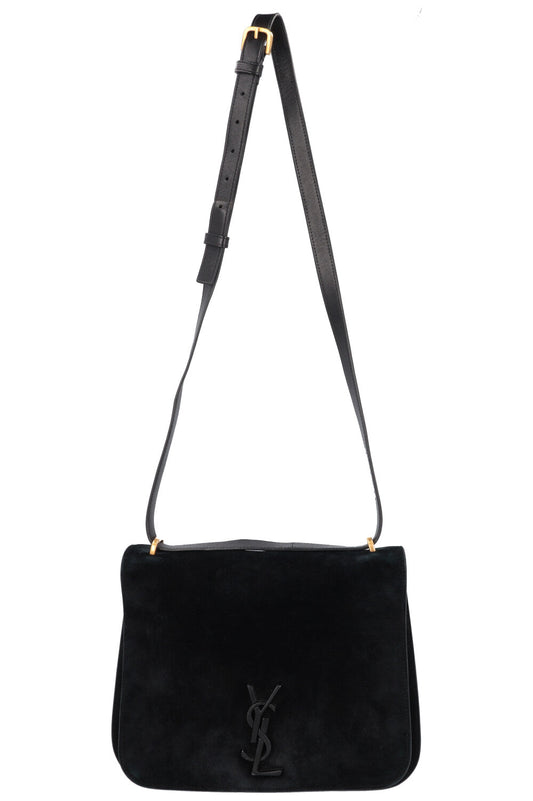 YSL Saint Laurent Crossbody Bag Spontini Saddle Bag Suede Black Large