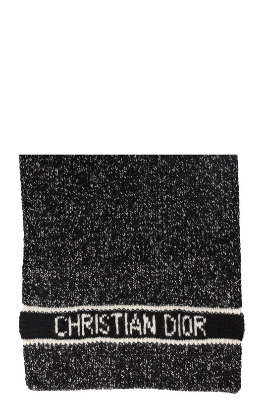 Dior Scarf Wool Cashmere Black White