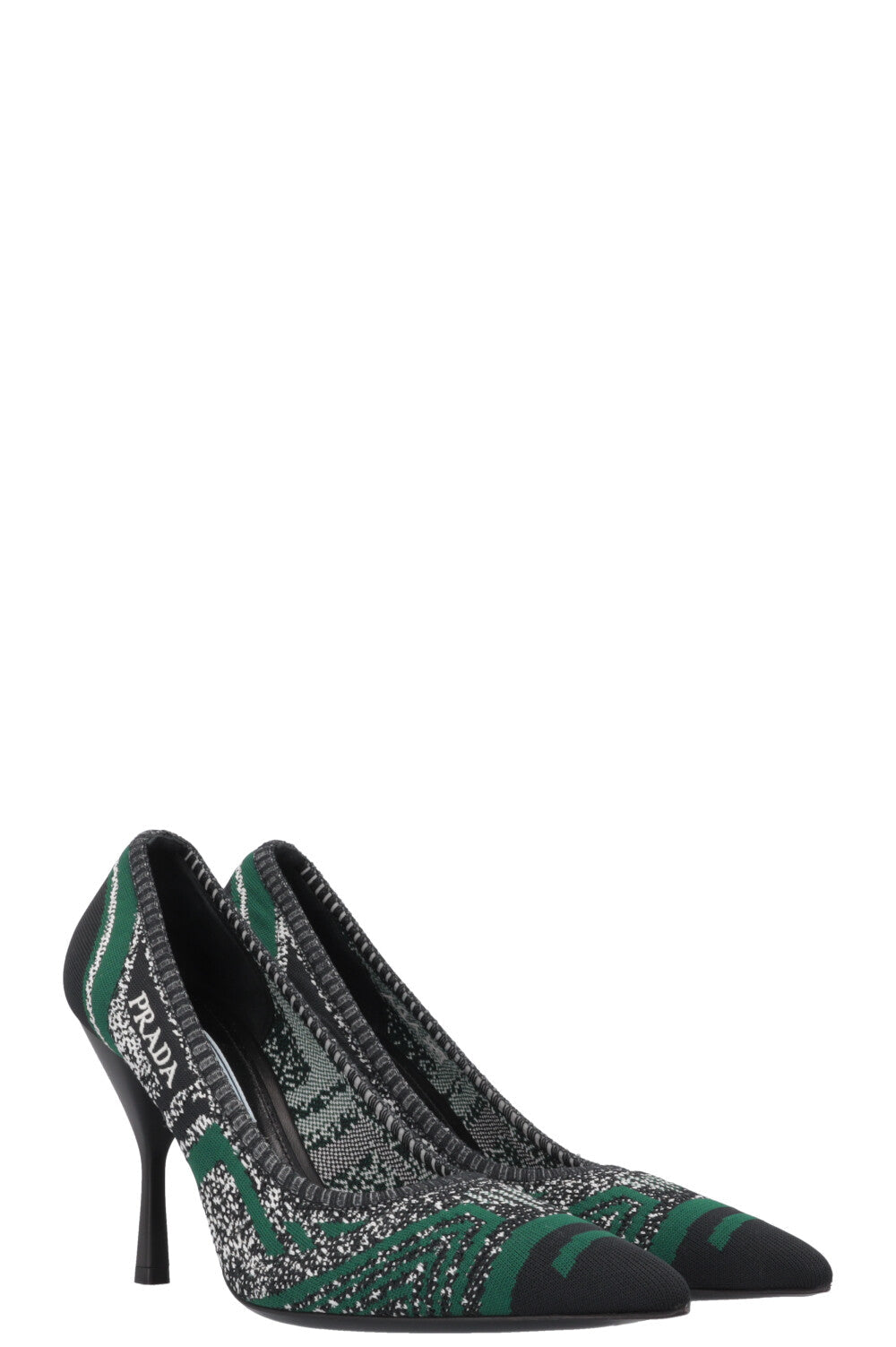 Prada Heels Knit Black Green Shoes