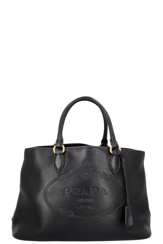 Prada Tote Bag Leather Black Logo