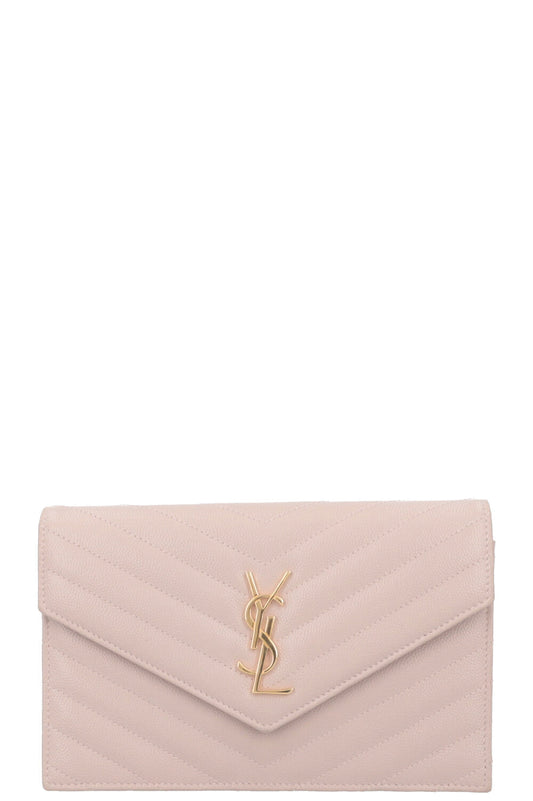YSL Saint Laurent Crossbody Bag Cassandre Envelope Wallet Leather Beige Small