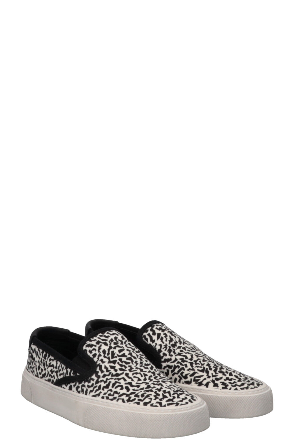 YSL Saint Laurent Slip On Flats Canvas White Shoes