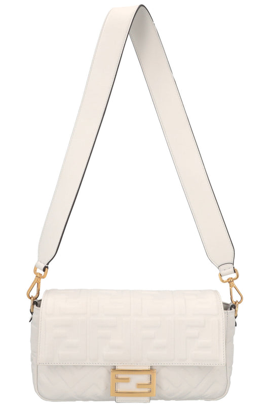 Fendi Crossbody Bag Baguette Bag Zucca Leather White Shoulder Bag