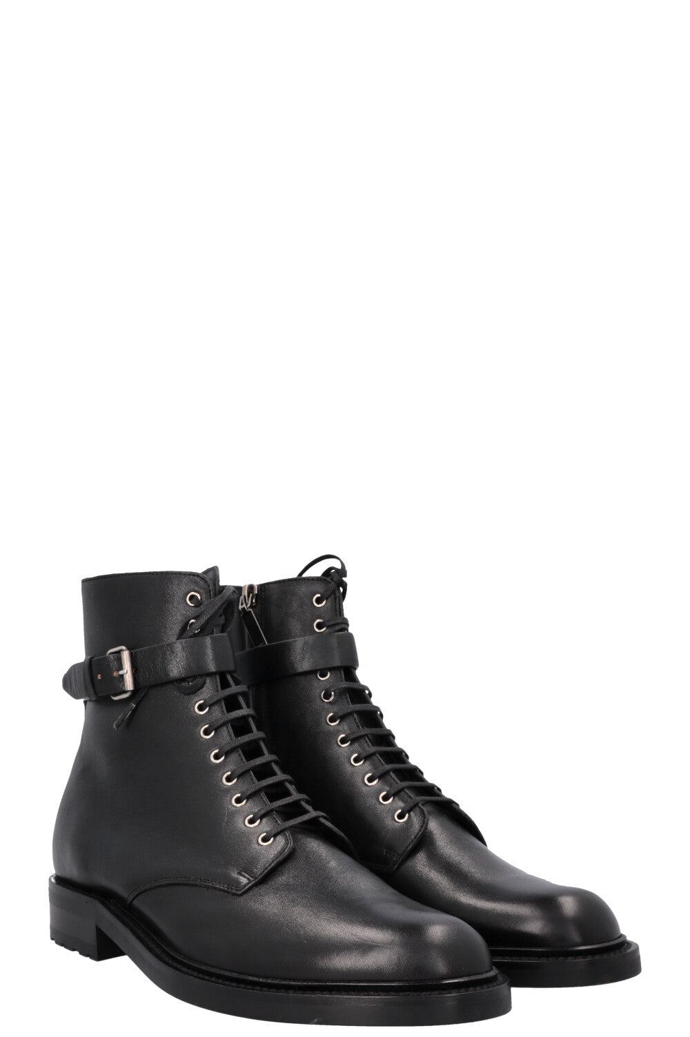 YSL Saint Laurent Army Buckled Ankle Boots Black Shoes