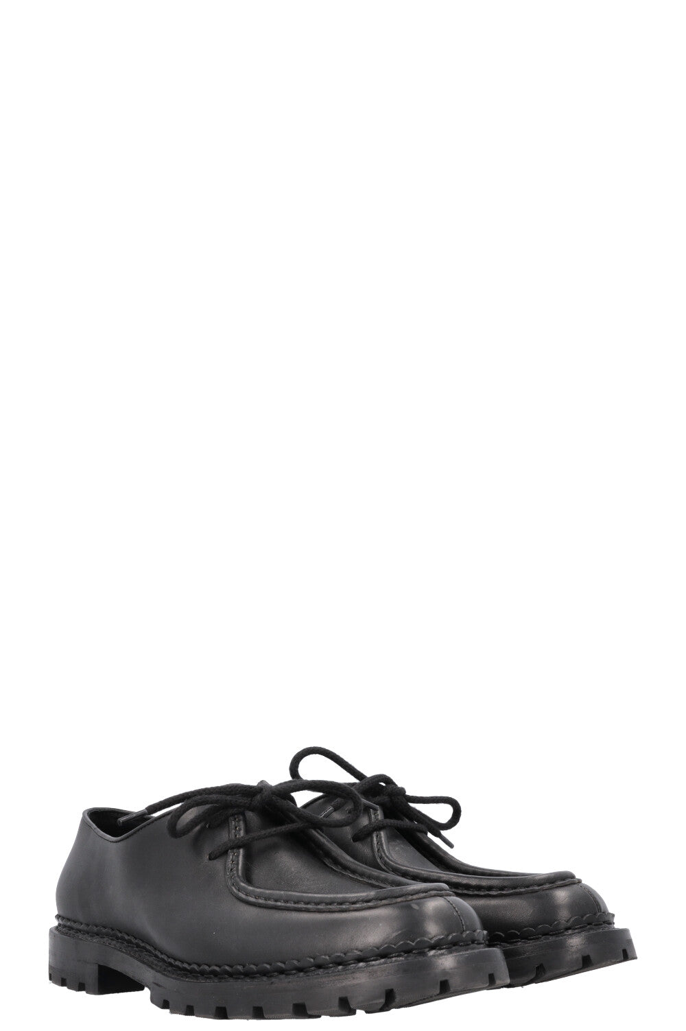 YSL Saint Laurent Lace Up Loafers Leather Black Shoes