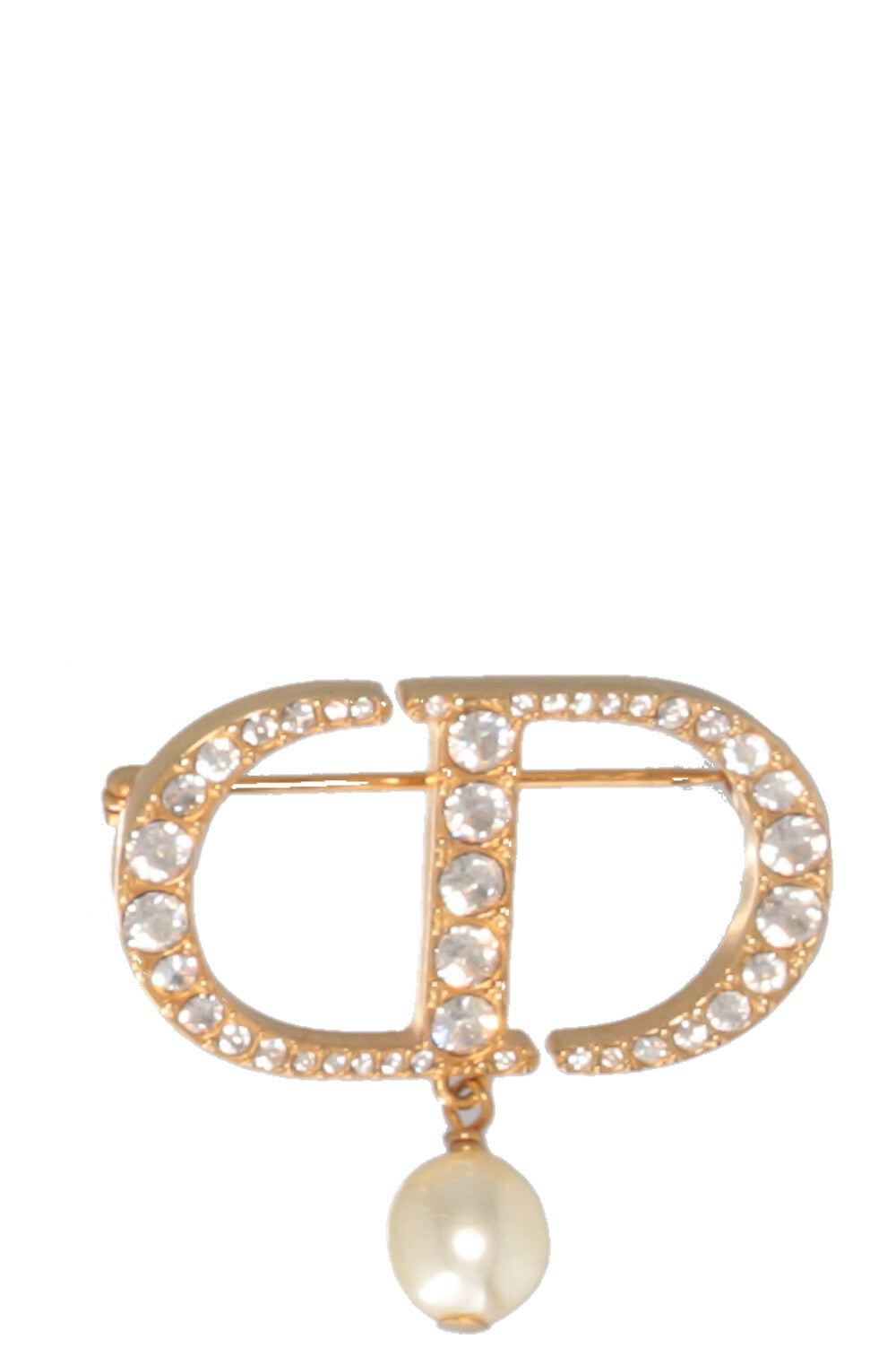 Dior CD Crystal Pearl Brooch Gold Handbag