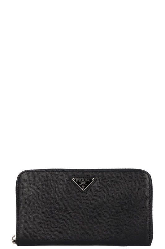 Prada Long Wallet Saffiano Black Logo Handbag
