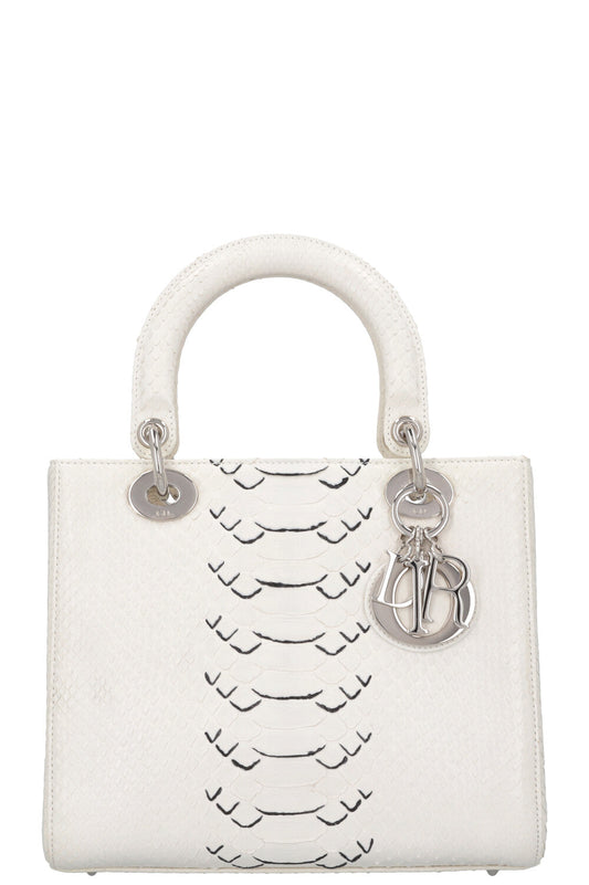 Dior Handbag Lady Python White Medium