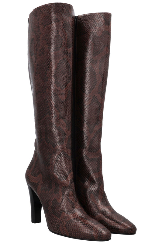 YSL Saint Laurent Knee High Boots Python Shoes