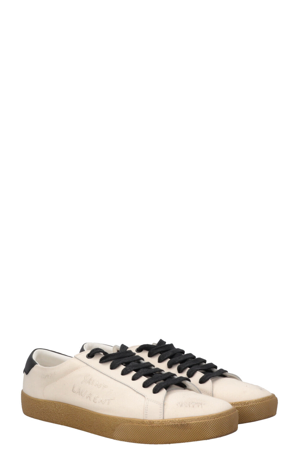 YSL Saint Laurent Distressed Court Sneaker Ivory Shoes