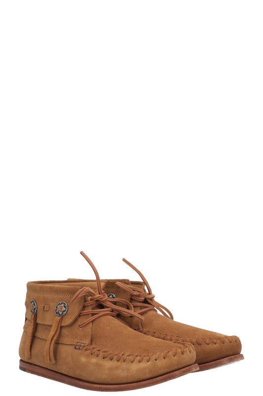 YSL Saint Laurent Concho Boots Suede Brown Shoes