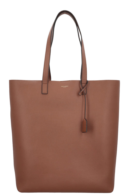 YSL Saint Laurent Tote Bag Bold Shopping Bag Grained Leather Brown